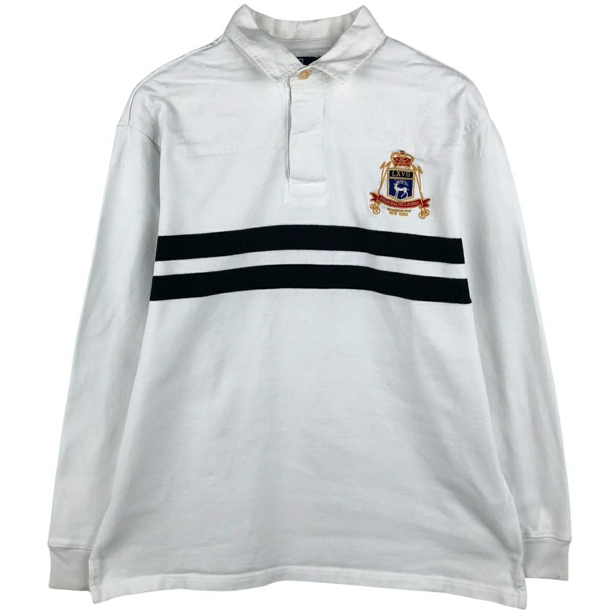 【極美品】Ralph Laurenラルフローレン ENGLANDラガーシャツL白 古着 ラルフローレン Ralph Lauren POLO by Ralph Lauren 長袖 ラガー