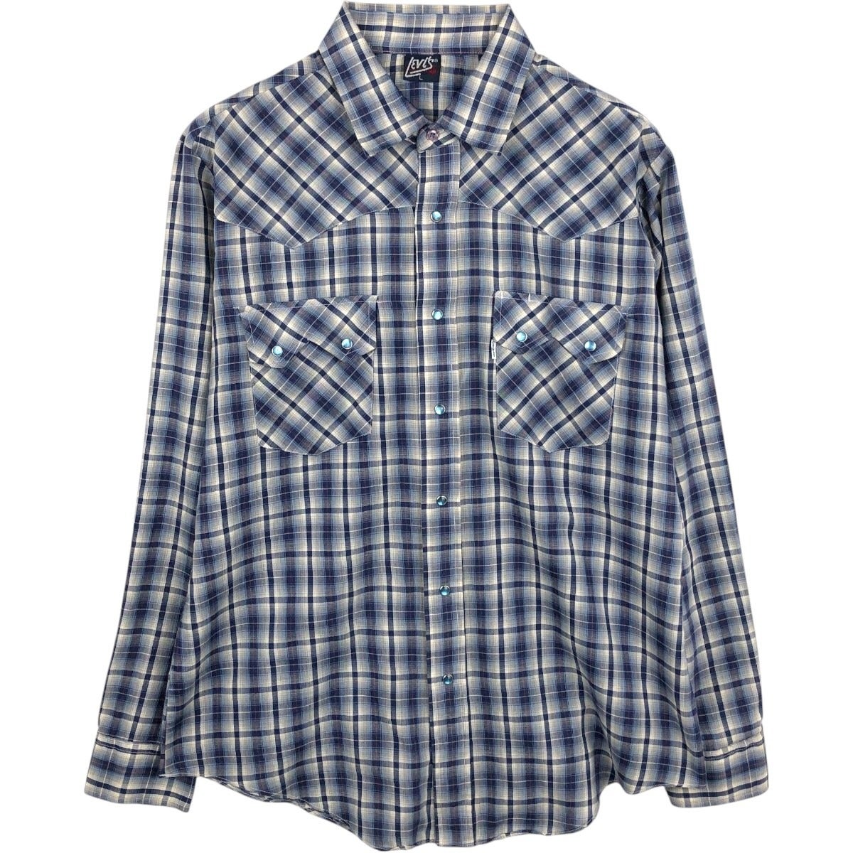 古着 70年代 リーバイス Levis チェック柄 長袖 ウエスタンシャツ
