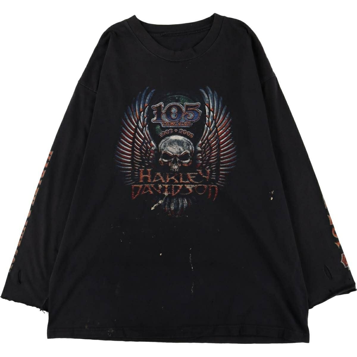 古着 ハーレーダビッドソン Harley-Davidson ドクロ柄 スカル柄 ライン