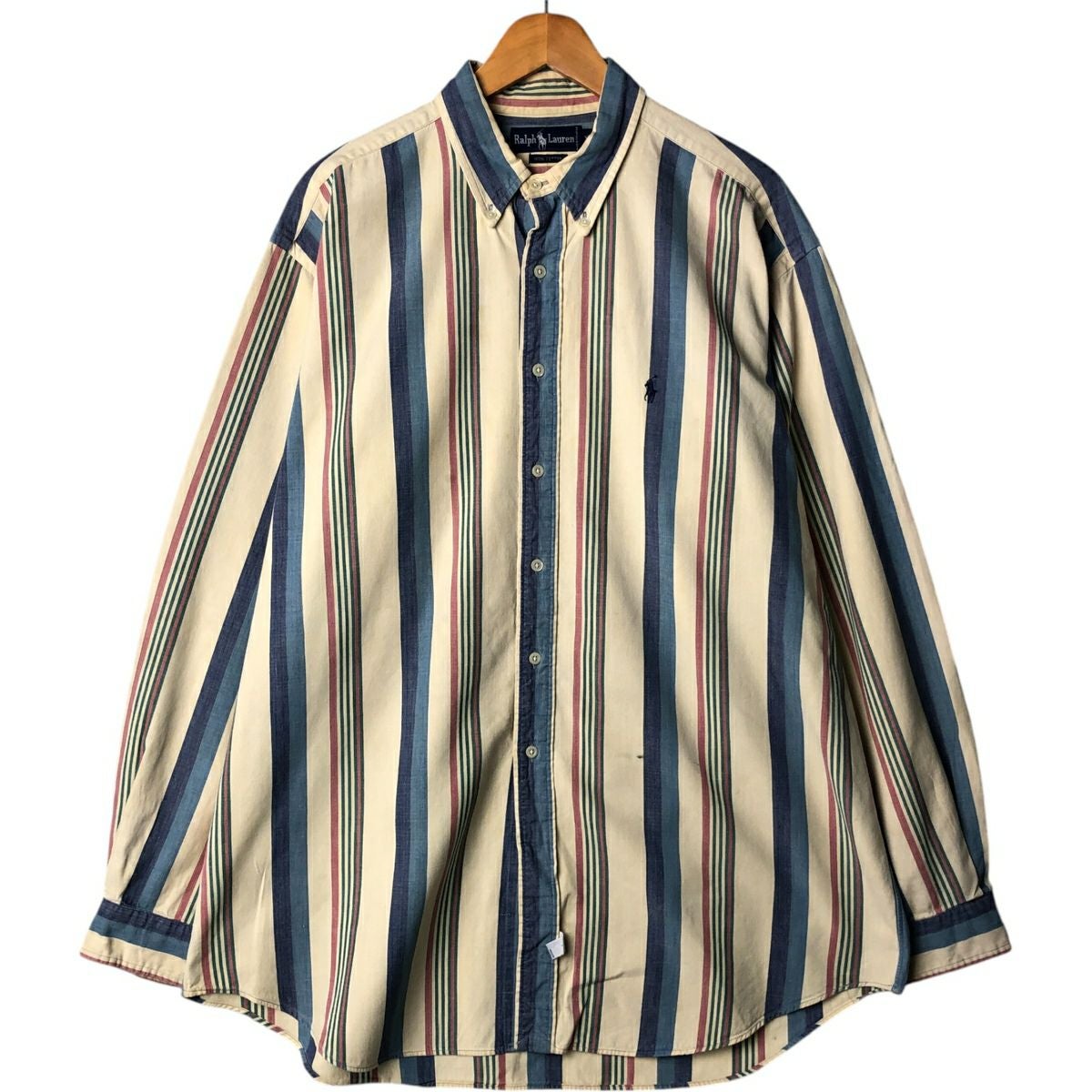 古着 ラルフローレン Ralph Lauren マルチストライプ 長袖 ボタン