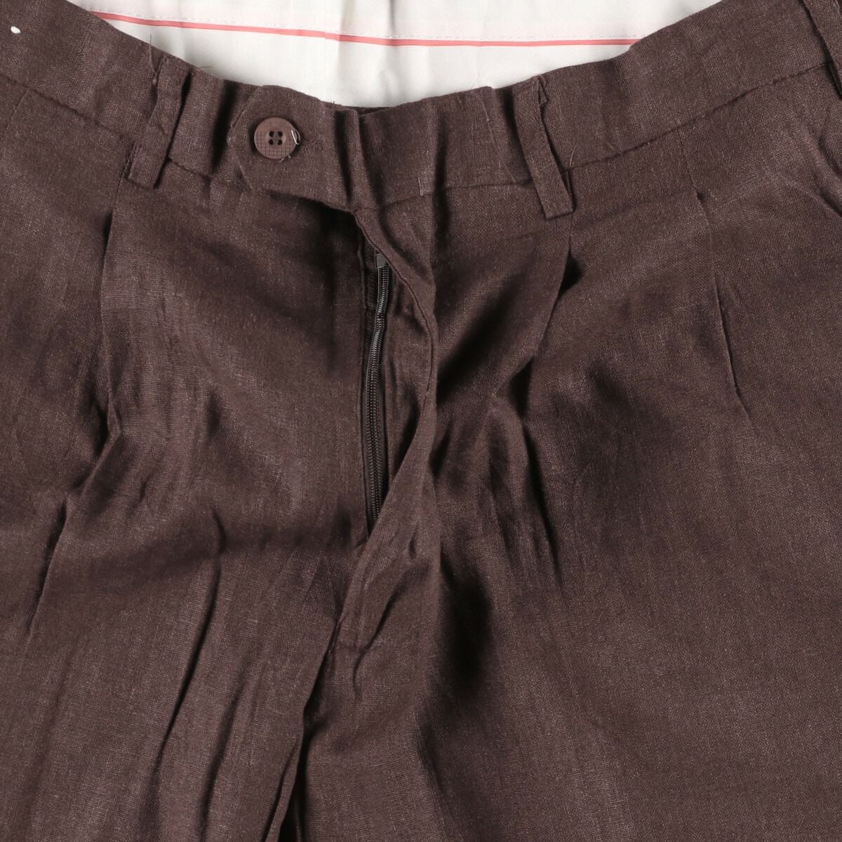 【希少タイプ】 00s old レーヨン×リネン ツータック ワイドスラックス 古着 90～00年代 TRUST USA ツータック リネン×レーヨンパンツ