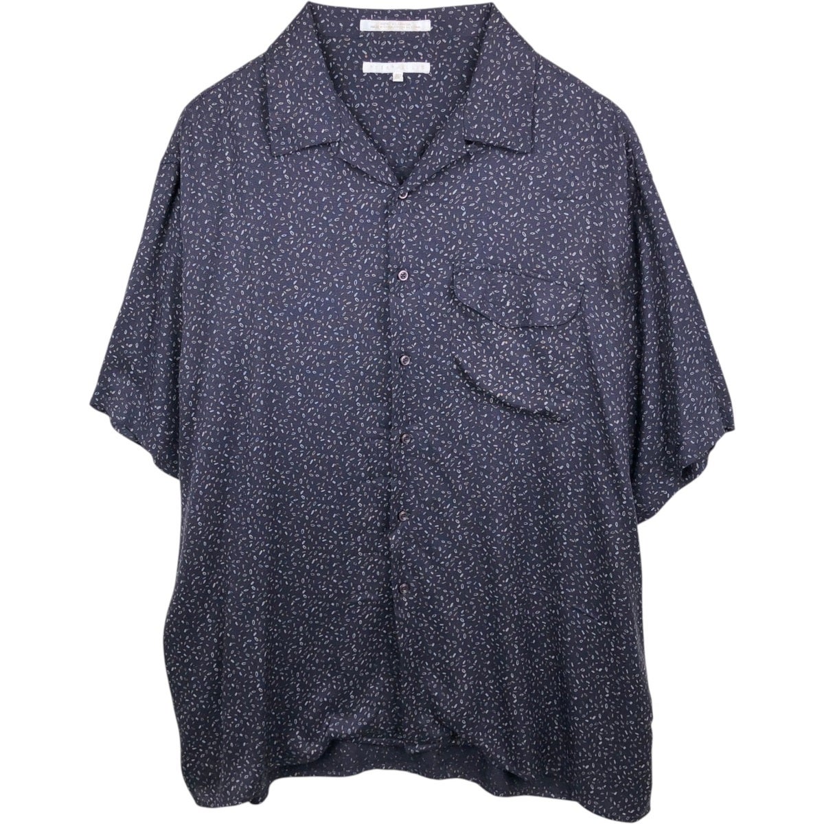 古着 ペリーエリス PERRY ELLIS 総柄 半袖 オープンカラー シルク