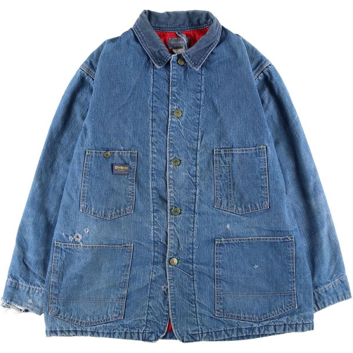 70s 縦落ち オシュコシュ　カバーオール デニム　ジャケット　731-0112 古着 70年代 オシュコシュ Osh kosh 中綿入り デニムカバーオール