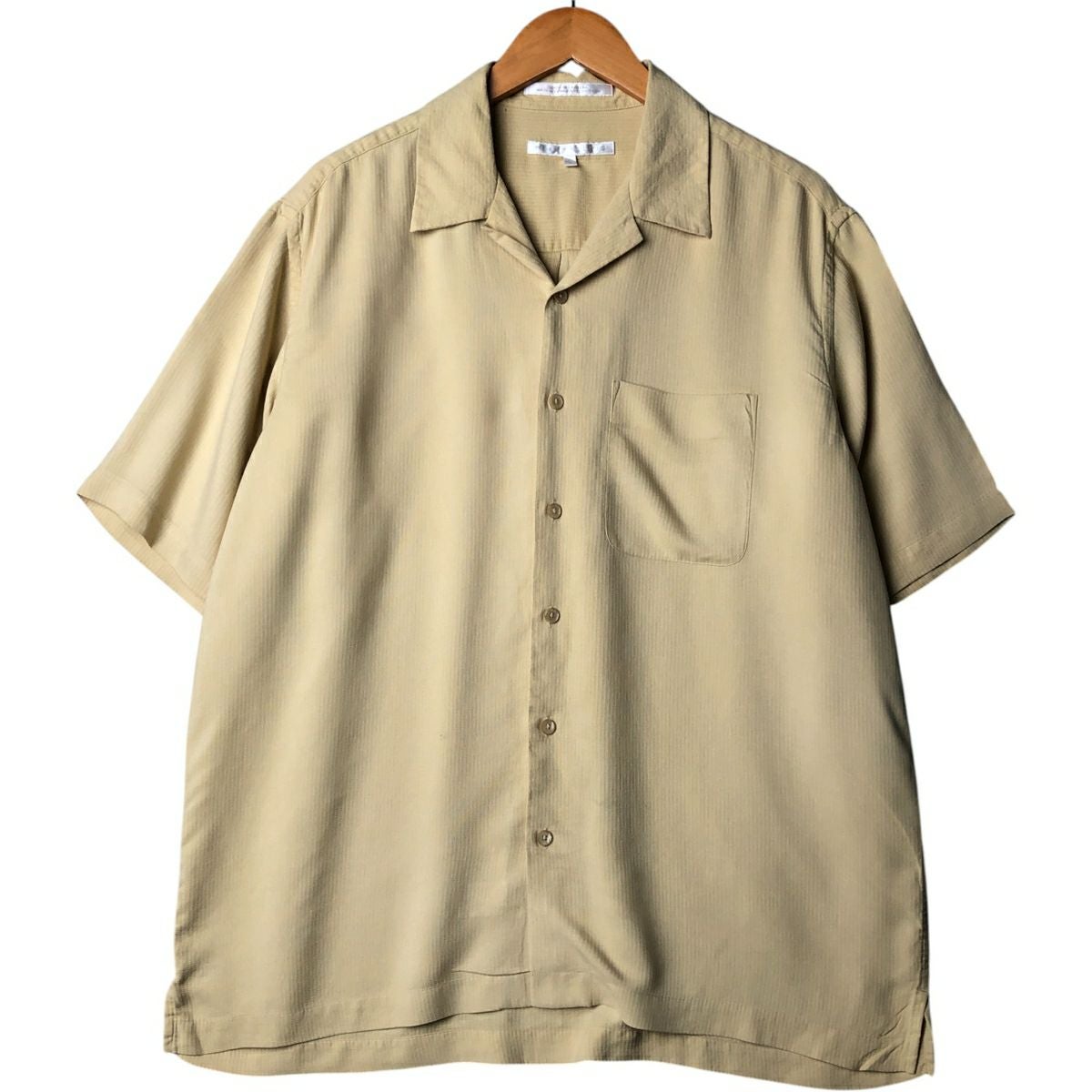 古着 ペリーエリス PERRY ELLIS 総柄 半袖 オープンカラー シルク