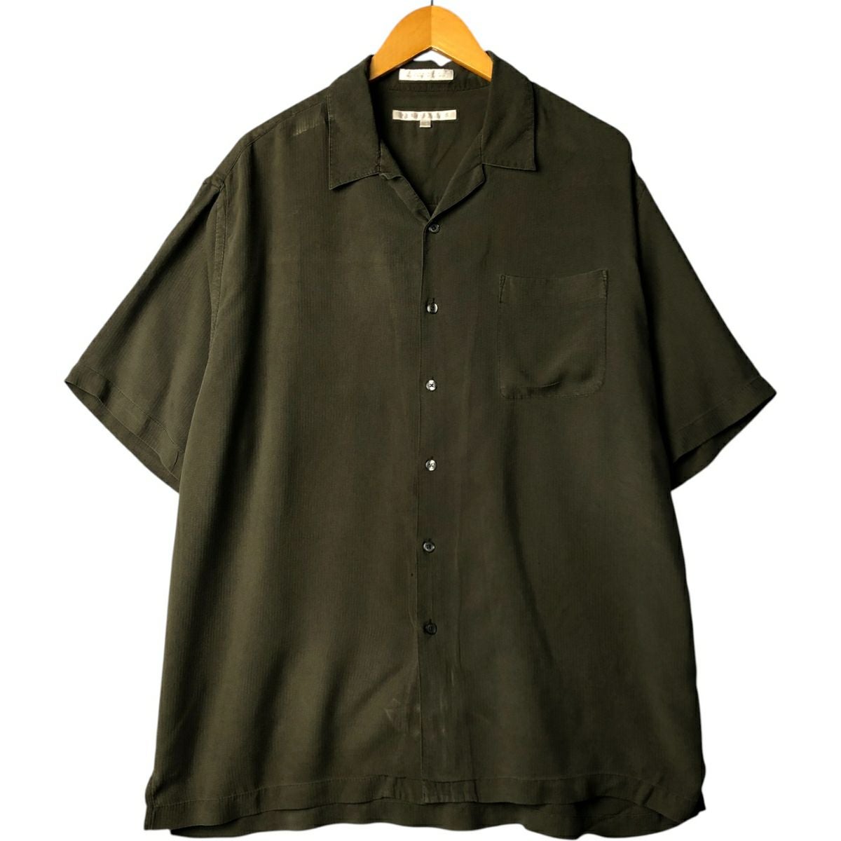 古着 PERRY ELLIS ボックスシャツ 半袖 オープンカラー シルクシャツ