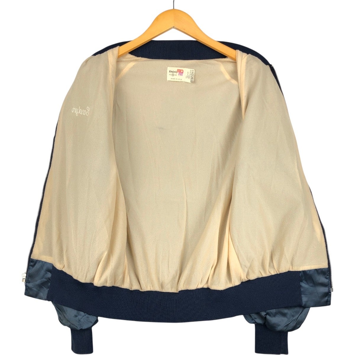 古着 70~80年代 King Louie PRO FIT チェッカーフラッグ ナイロンスタジャン アワードジャケット バーシティジャケット USA製 メンズM相当 ヴィンテージ/eaa654687 古着 70～80年代 King Louie PRO FIT チェッカーフラッグ ナイロン