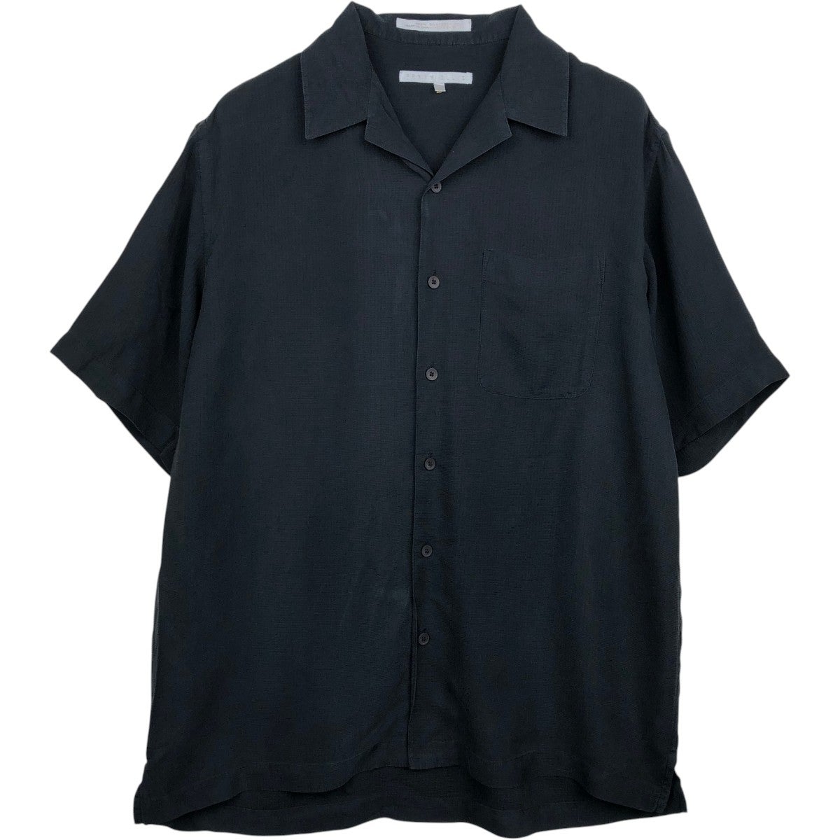 90s PERRY ELLISペリーエリス総柄半袖シルクシャツ 黒ブラック XL 古着 ペリーエリス PERRY ELLIS 半袖 オープンカラー シルクシャツ