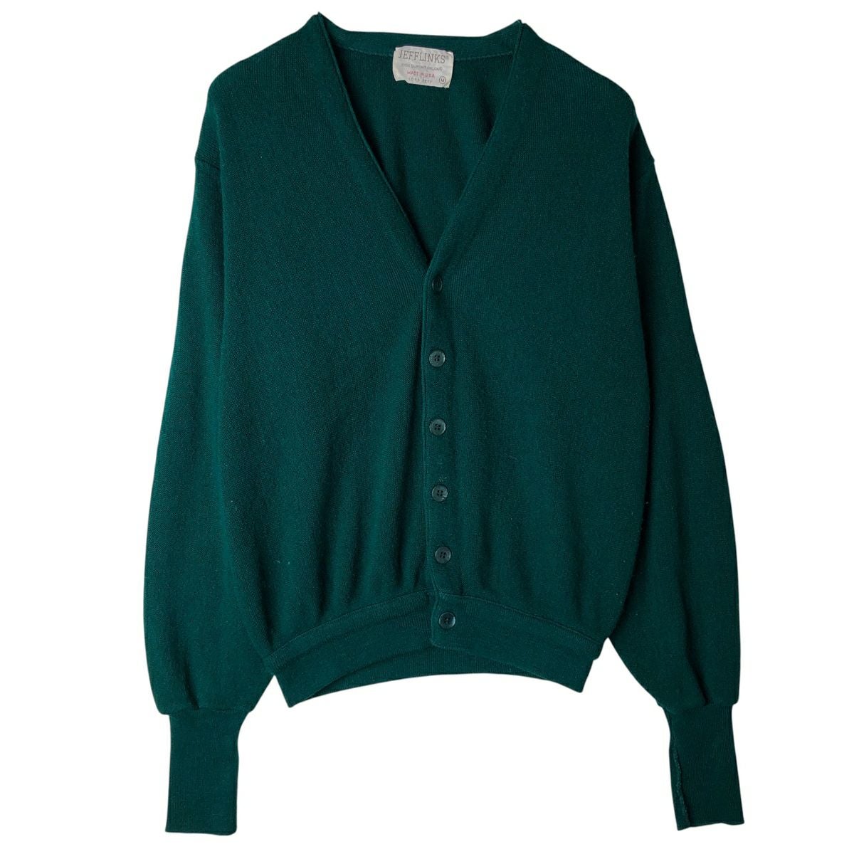 古着 80年代 JEFFLINKS アクリルニットカーディガン USA製 メンズM相当
