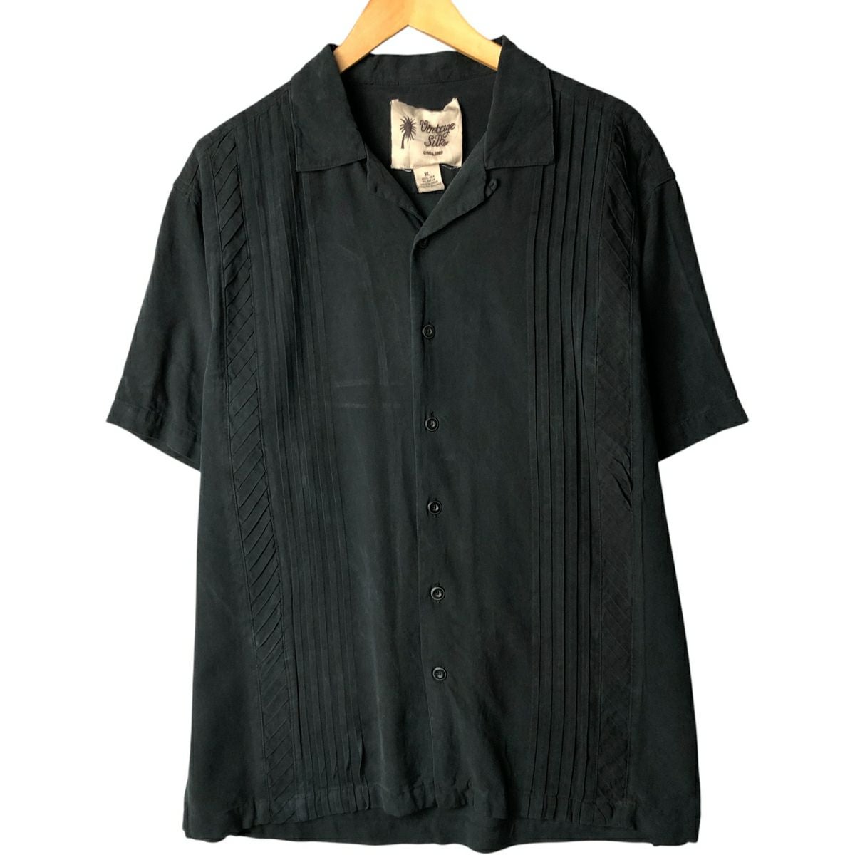 古着 VINTAGE SILK 半袖 オープンカラー シルクシャツ ボックスシャツ