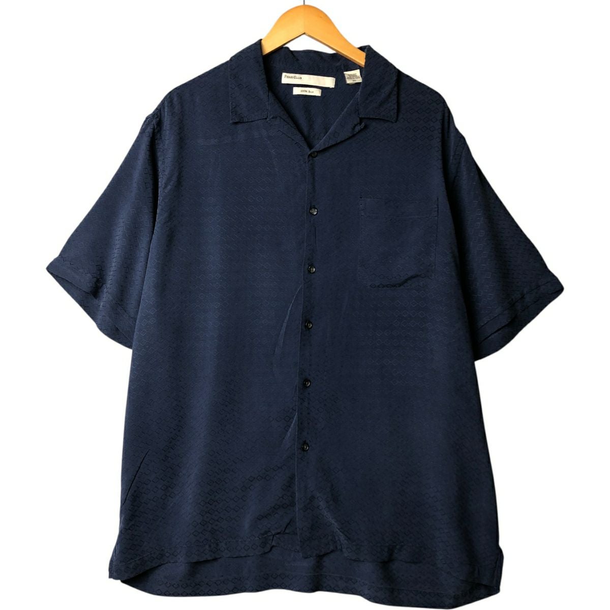 古着 ペリーエリス PERRY ELLIS 半袖 オープンカラー シルクシャツ