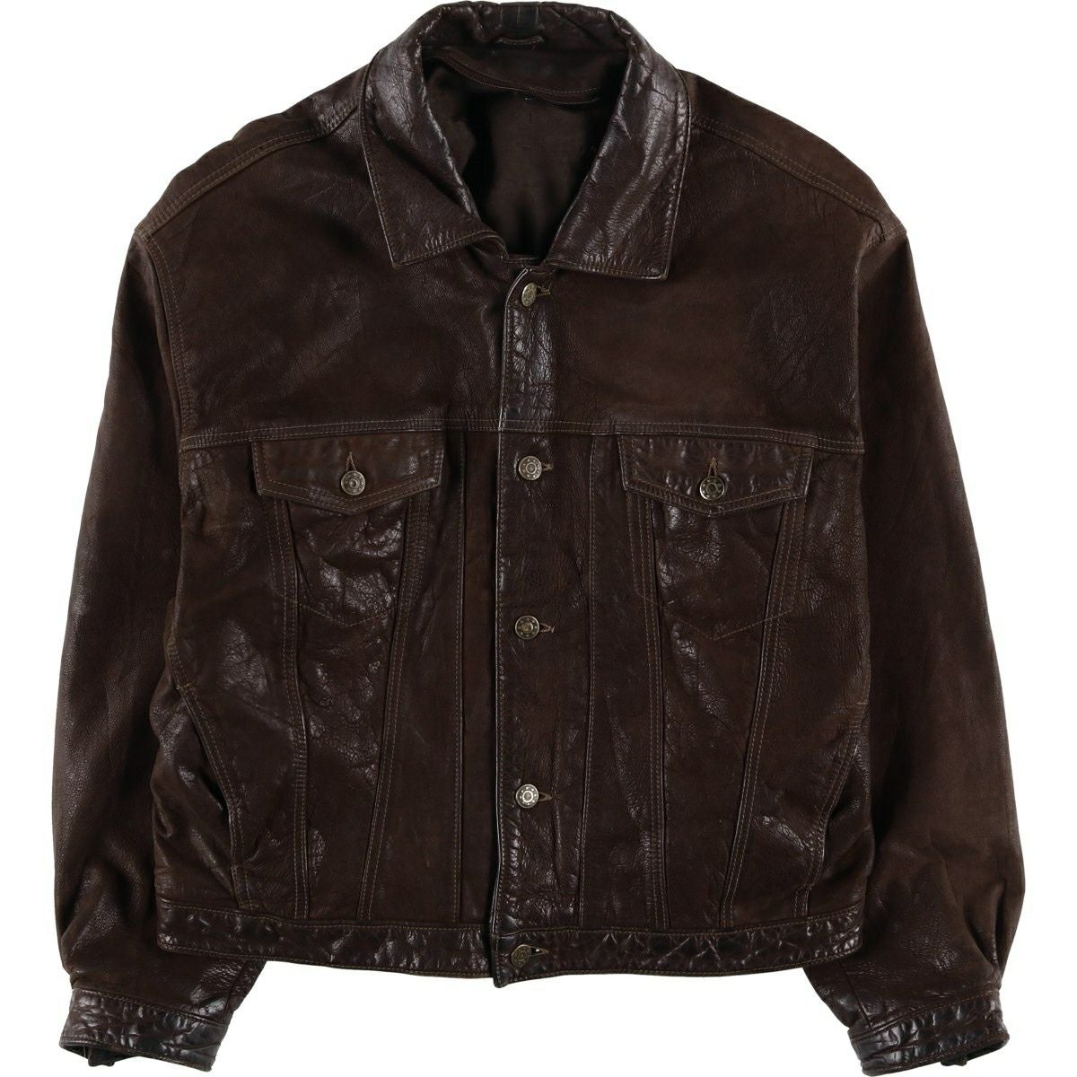 古着 MacDouglas トラッカージャケット レザージャケット メンズL相当