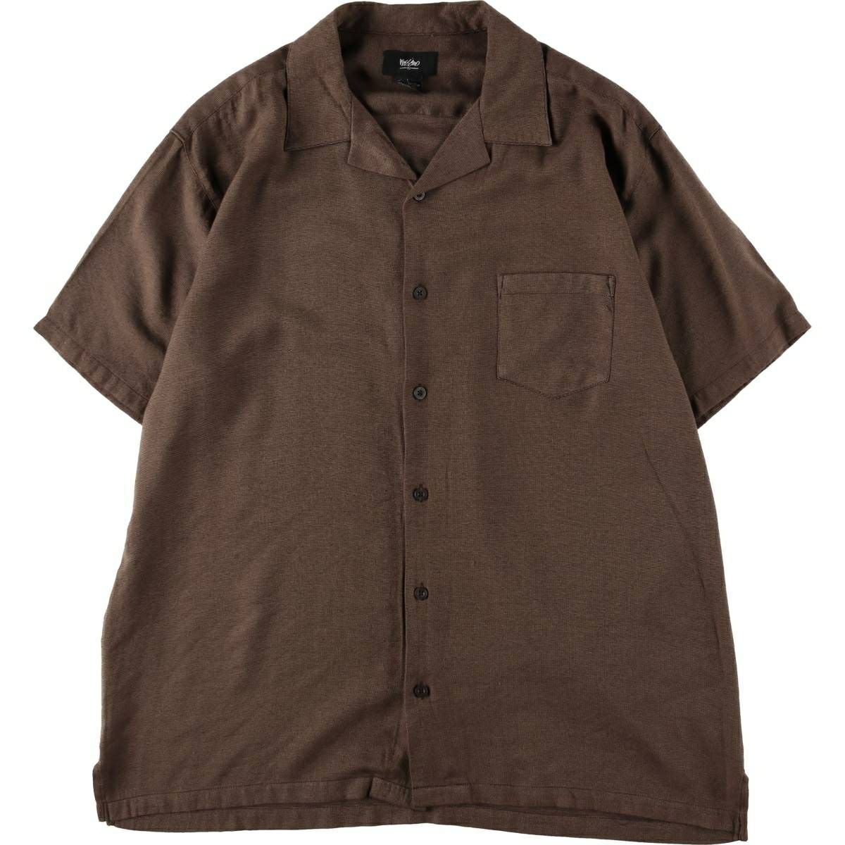 古着 バラクータ BARACUTA 総柄 竹柄 半袖 オープンカラー シルク