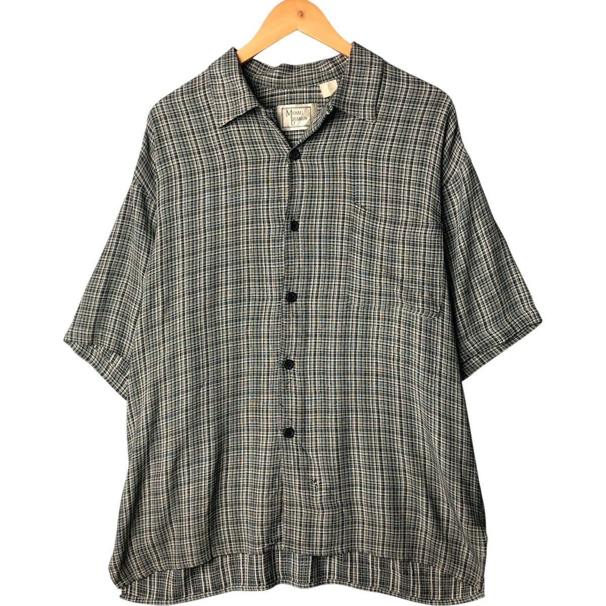 古着 90年代 MICHAEL BRANDON チェック柄 半袖 オープンカラー シャツ