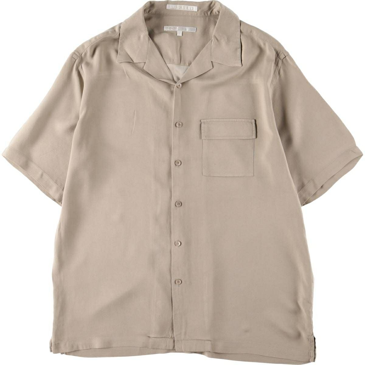 古着 ペリーエリス PERRY ELLIS 総柄 半袖 シルクシャツ ボックス