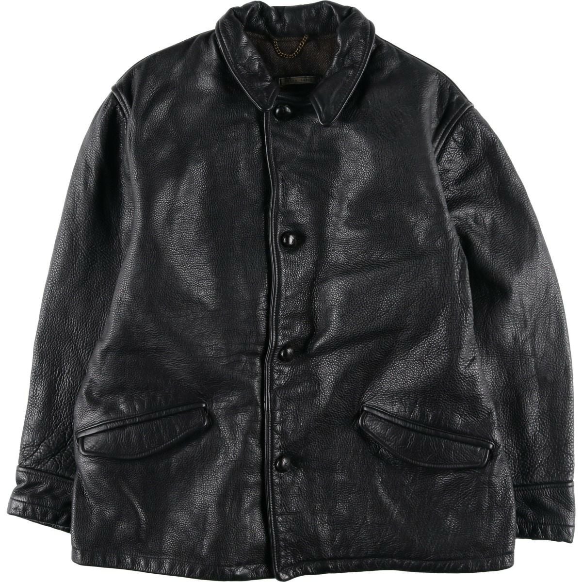 古着 Stewart 中綿入り レザージャケット イタリア製 メンズXL相当