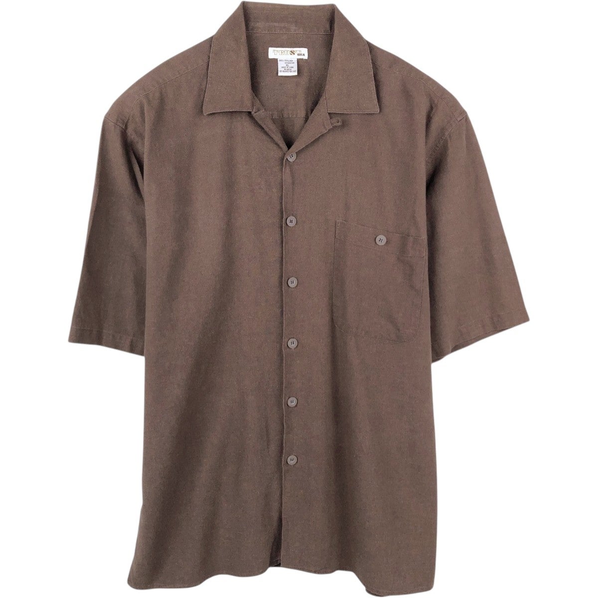 FLAX リネンジャケット グレー M 麻100 短丈　古着　シャツ　ダブル 古着 90年代 FLAX 半袖 オープンカラー リネンシャツ ボックスシャツ