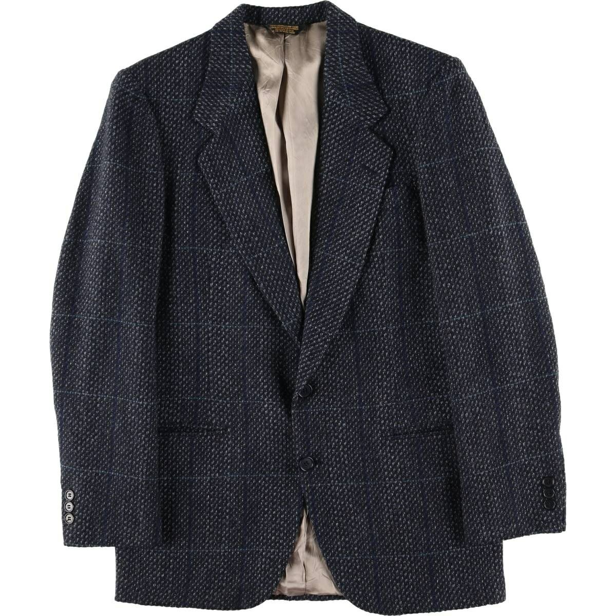 古着 アクアスキュータム Aquascutum チェック柄 ウールテーラード