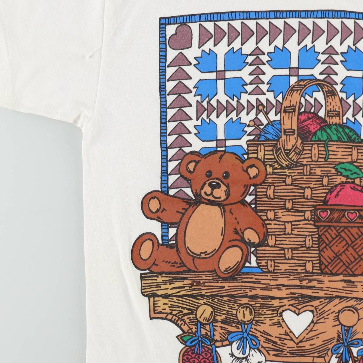 古着 90年代～ テディベア柄 プリントTシャツ レディースL相当