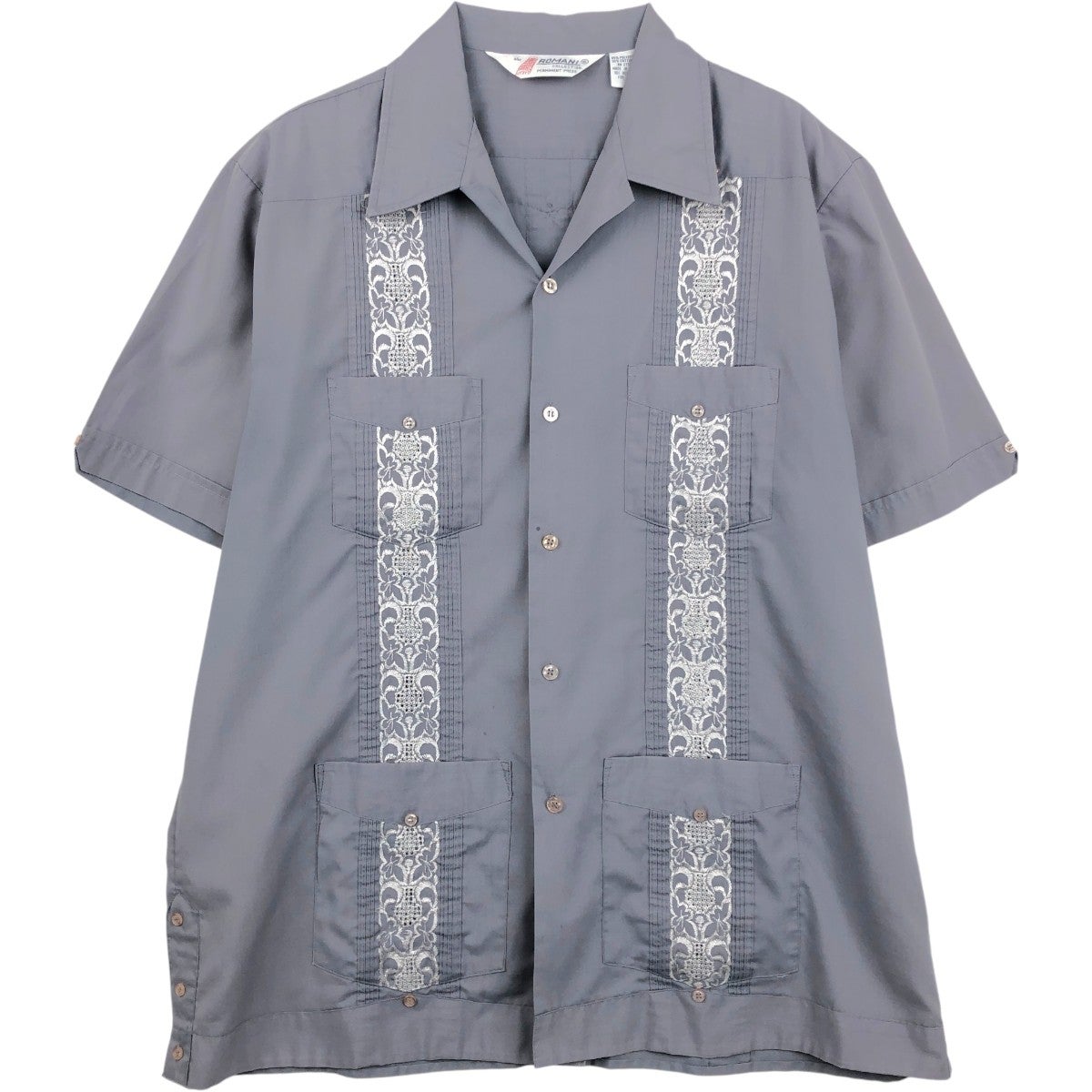 古着 80～90年代 ROMANI 半袖 オープンカラー メキシカンシャツ
