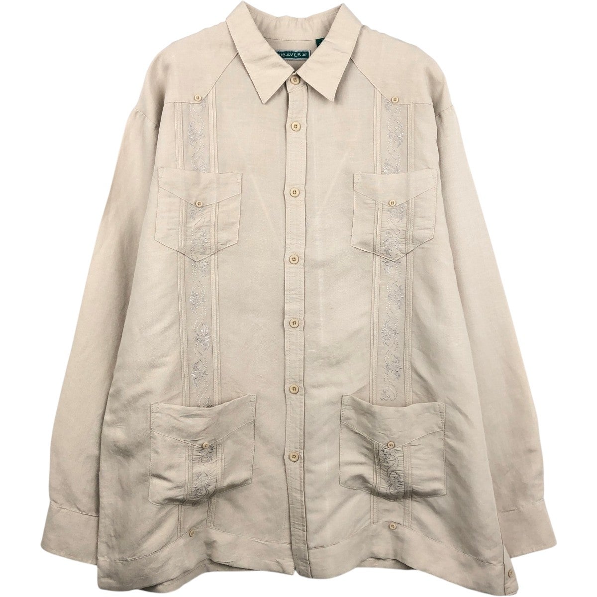 古着 CUBAVERA 長袖 メキシカンシャツ キューバシャツ メンズXL相当