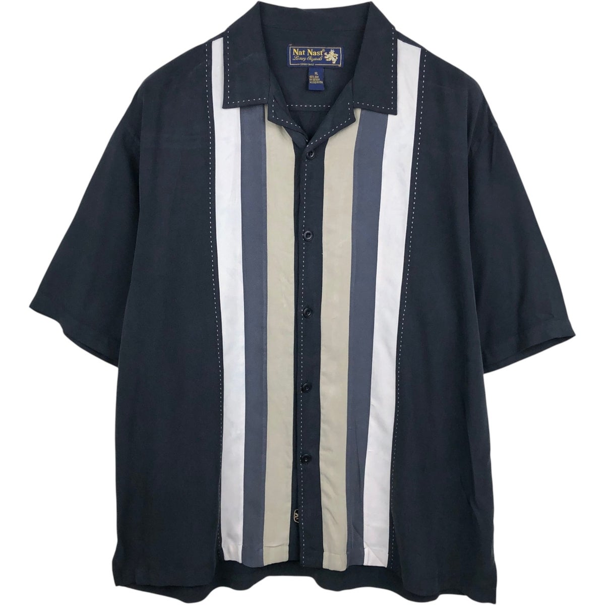 古着 Nat Nast Luxury Originals 半袖 オープンカラー シルクシャツ