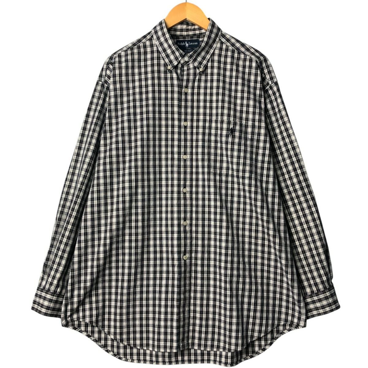 希少 スキマ恵比寿 ラルフローレン ギンガムチェック エルボーパッチ XL 古着 古着 ラルフローレン Ralph Lauren BIG SHIRT ギンガムチェック 長袖