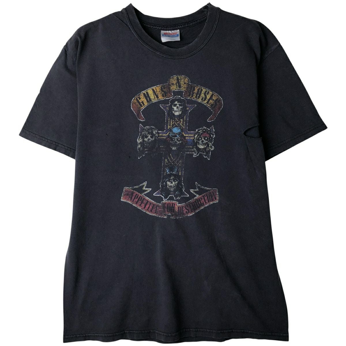 古着 ヘインズ Hanes GUNS N ROSES ガンズアンドローゼズ ドクロ柄