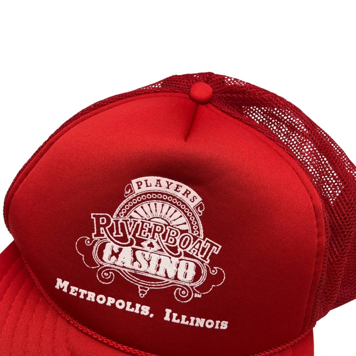 【希少】ナンバーナイン宮下期　フライトボアキャップ　レッド 古着 Players Riverboat Casinoトラッカーキャップ メッシュキャップ
