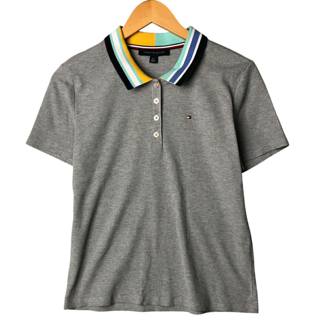 古着 トミーヒルフィガー   DENIM ボーダー柄 クロップド丈 ニットベスト レディースM相当/eaa572649 TOMMY HILFIGER - 古着 トミーヒルフィガー TOMMY HILFIGER DENIM