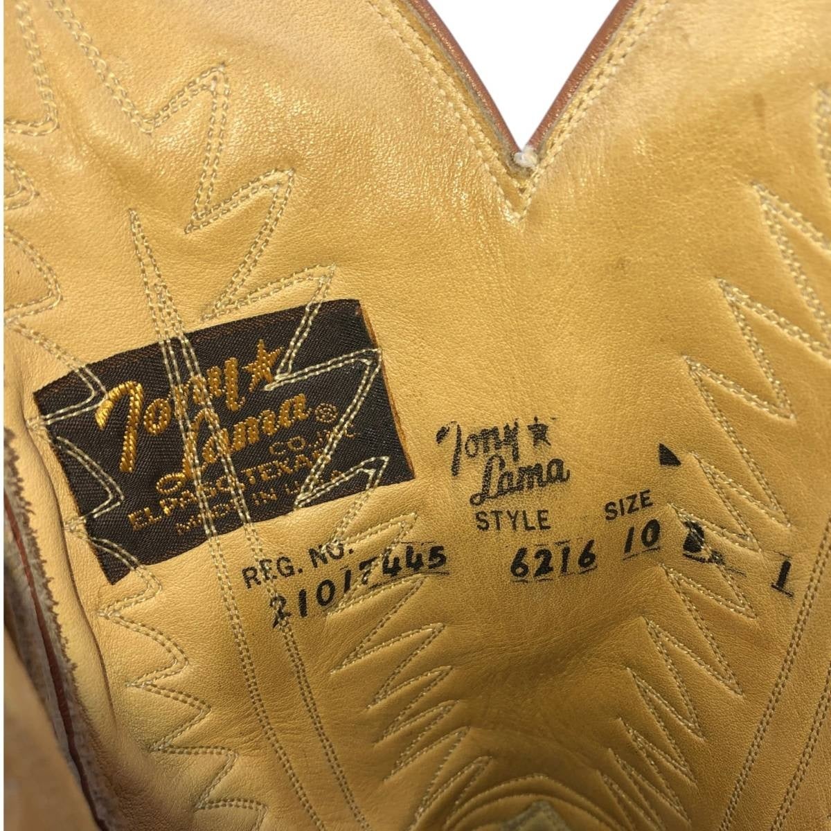 古着 トニーラマ Tony Lama 総柄 厚底 ツートン ウエスタンブーツ USA