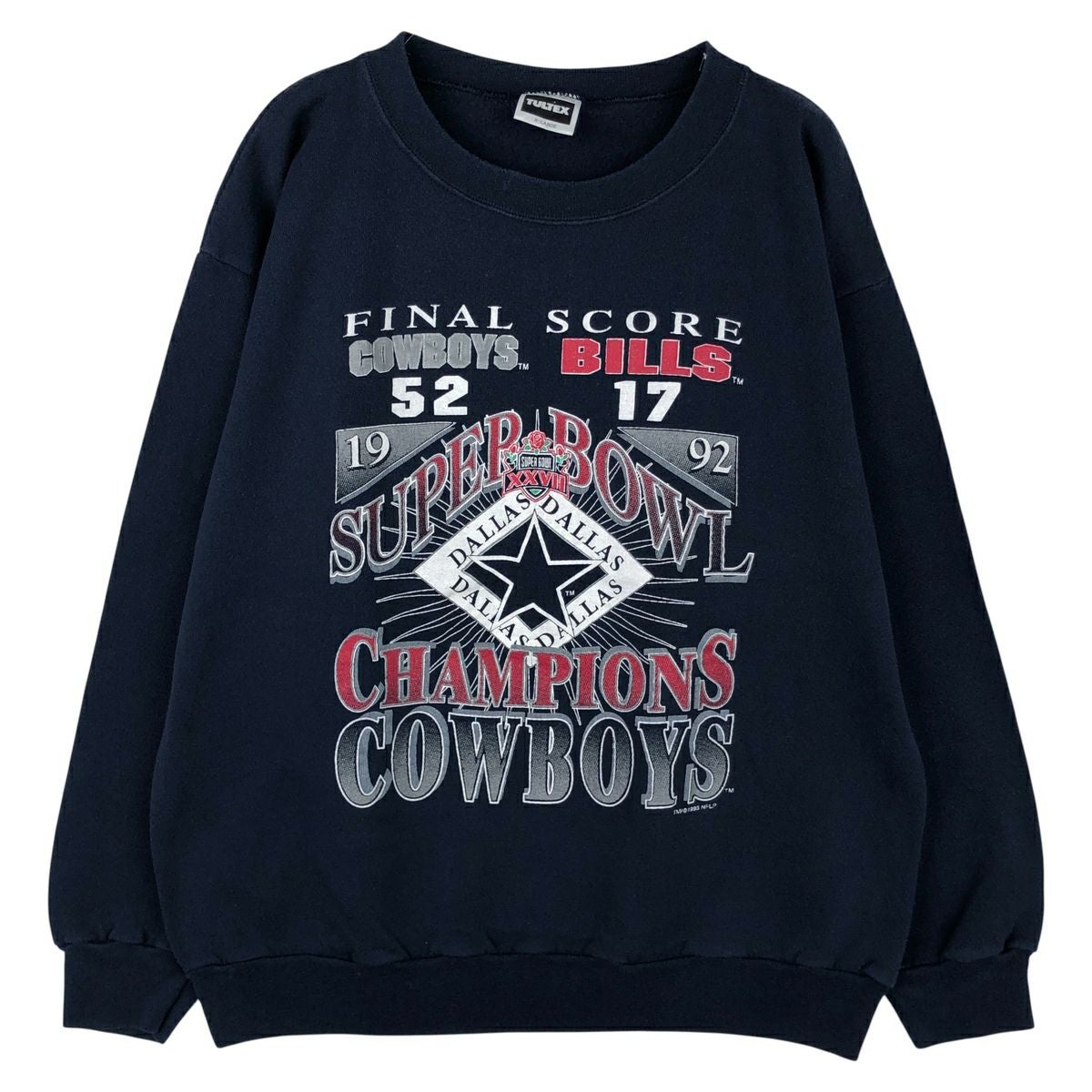 古着 90年代 タルテックス TULTEX SUPER BOWL XXVII スーパーボウル NFL DALLAS COWBOYS ダラスカウボーイズ プリントスウェットシャツ トレーナー USA製 メンズXL相当 ヴィンテージ/eaa612210 古着 90年代 タルテックス TULTEX SUPER BOWL XXVII スーパーボウル