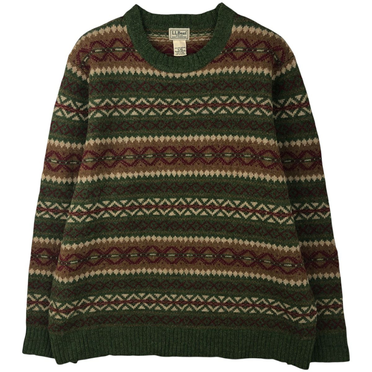 古着 80年代 エルエルビーン L.L.Bean バーズアイ柄 ウールニット