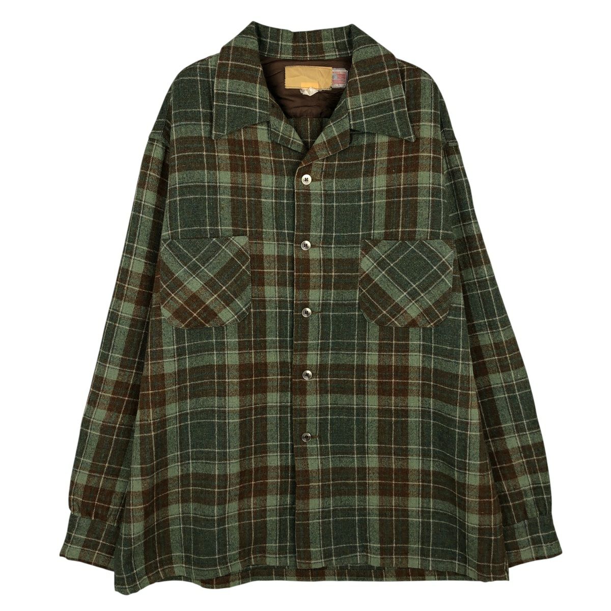 古着 90年代 MICHAEL BRANDON チェック柄 半袖 オープンカラー シャツ