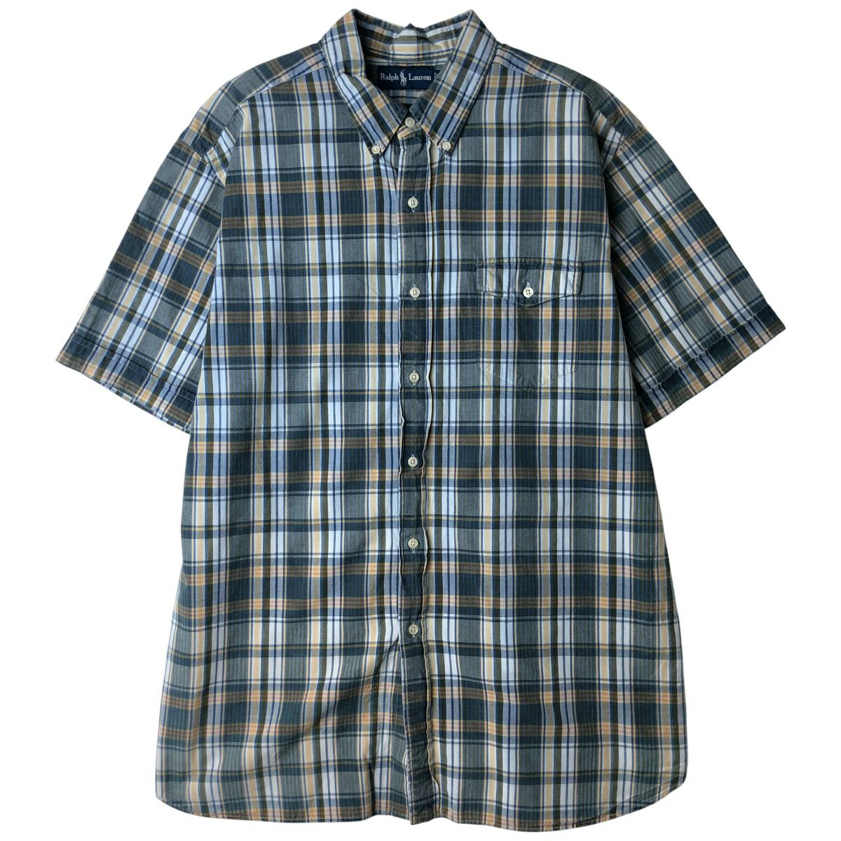 古着 ラルフローレン Ralph Lauren 半袖 ボタンダウン チェックシャツ