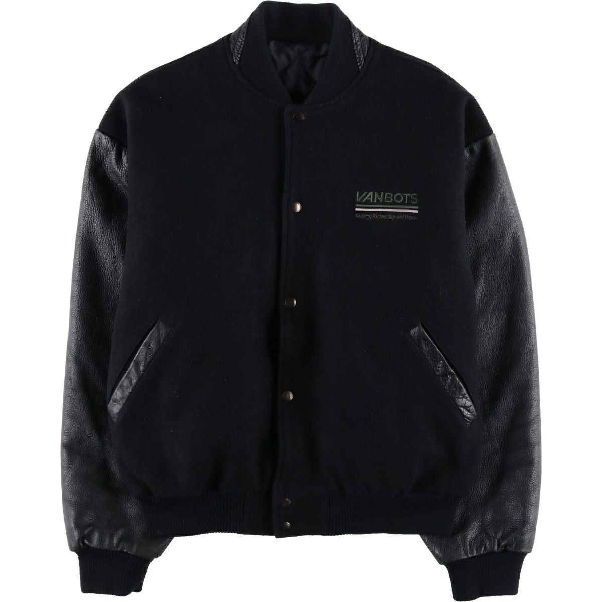 古着 ASTRO 中綿入り 袖革ウールボタンスタジャン バーシティ