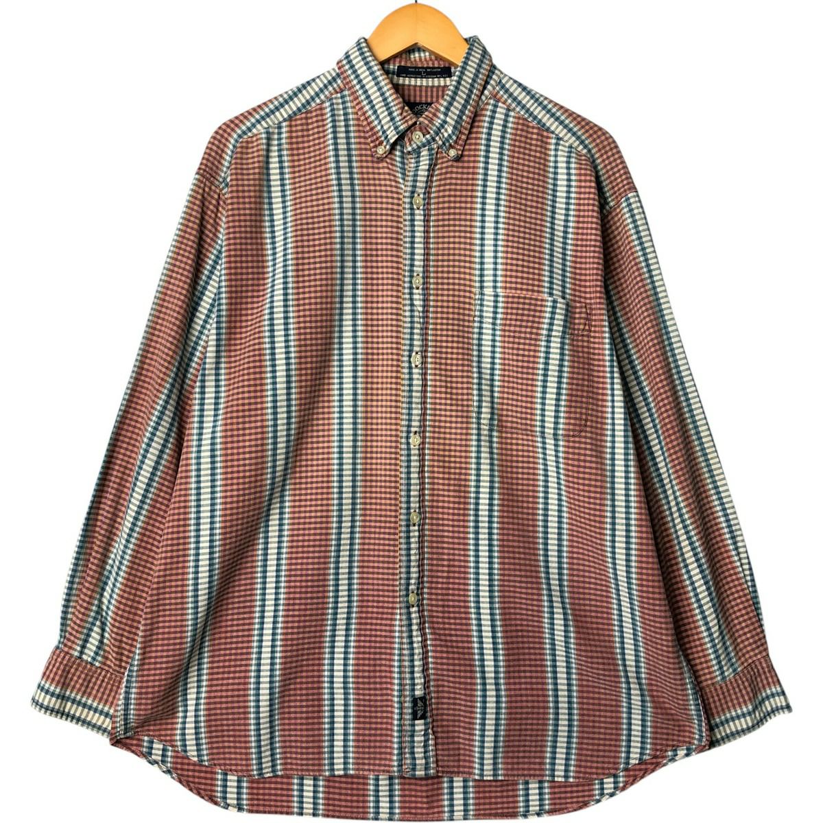 古着 ドッカーズ DOCKERS 長袖 ボタンダウンストライプシャツ メンズS