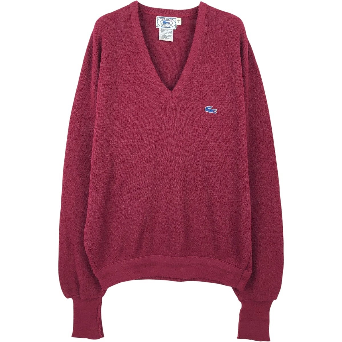 古着 70年代 ラコステ LACOSTE IZOD Vネック アクリルニットセーター