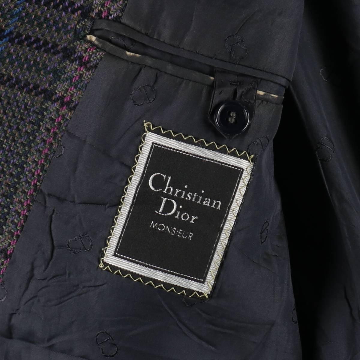 古着 クリスチャンディオール Christian Dior MONSIEUR チェック柄