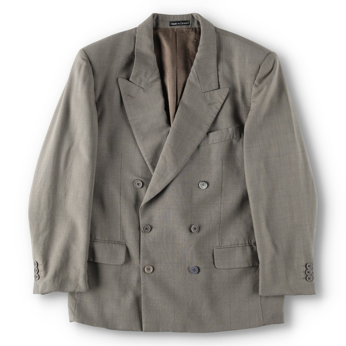 イヴサンローラン　テーラードジャケット　グレー　M　中華風　チャイナジャケット 古着 イヴサンローラン Yves Saint Laurent チェック柄 ダブルブレスト