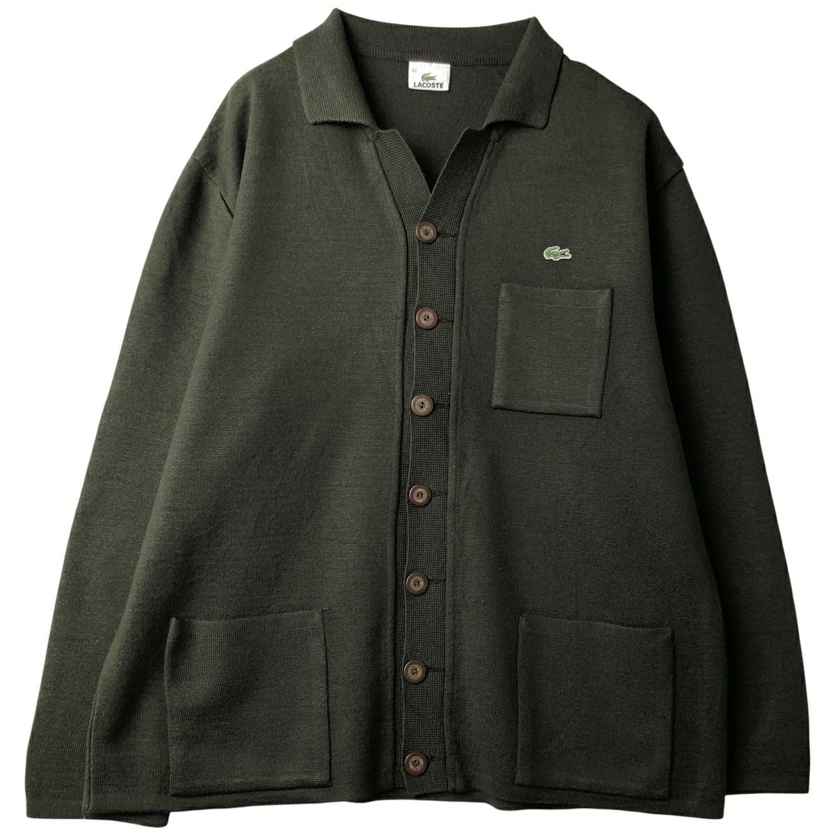 古着 ビッグサイズ ラコステ LACOSTE 襟付き ニットカーディガン 60