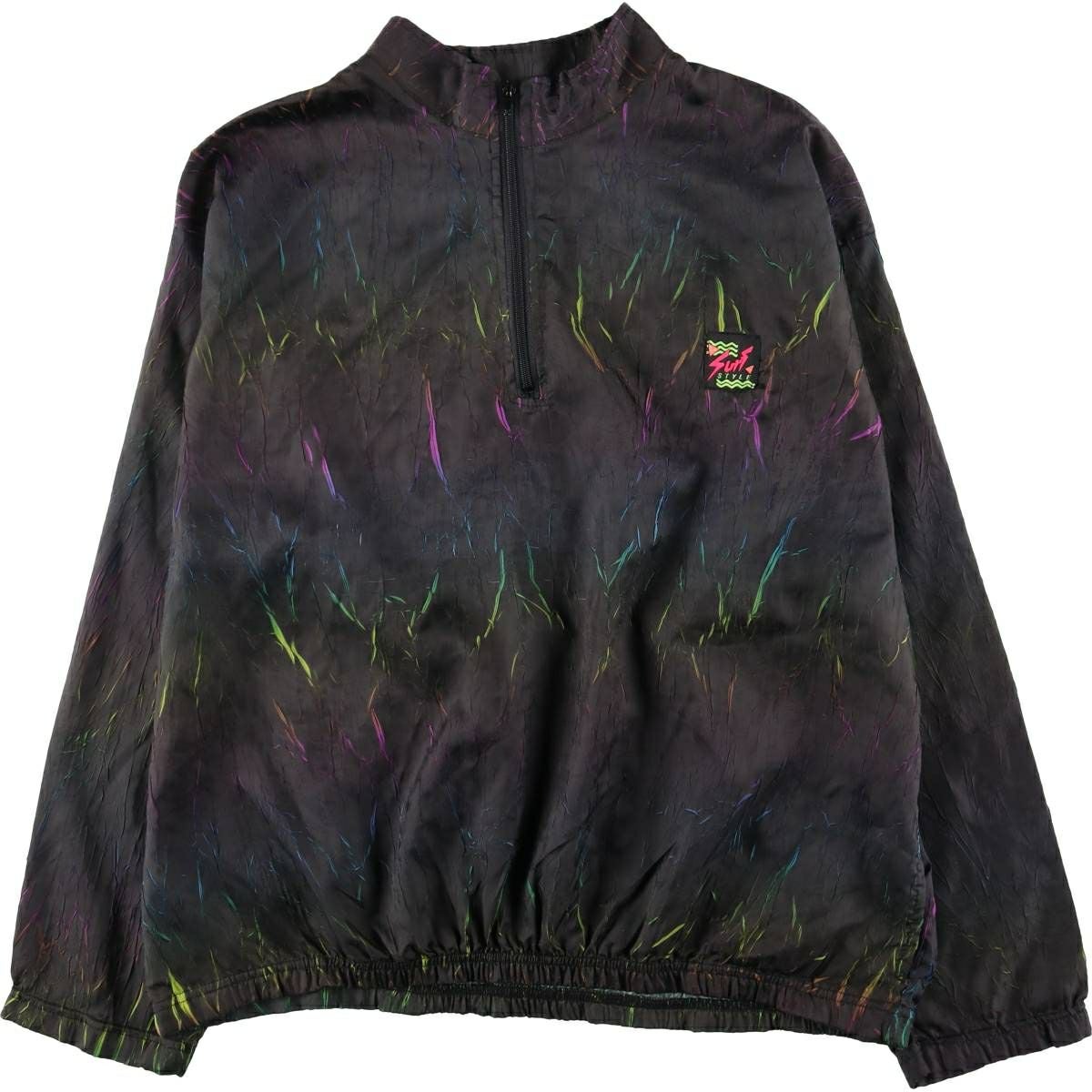 古着 80～90年代 SURF STYLE 総柄 ハーフジップ ウインドブレーカー