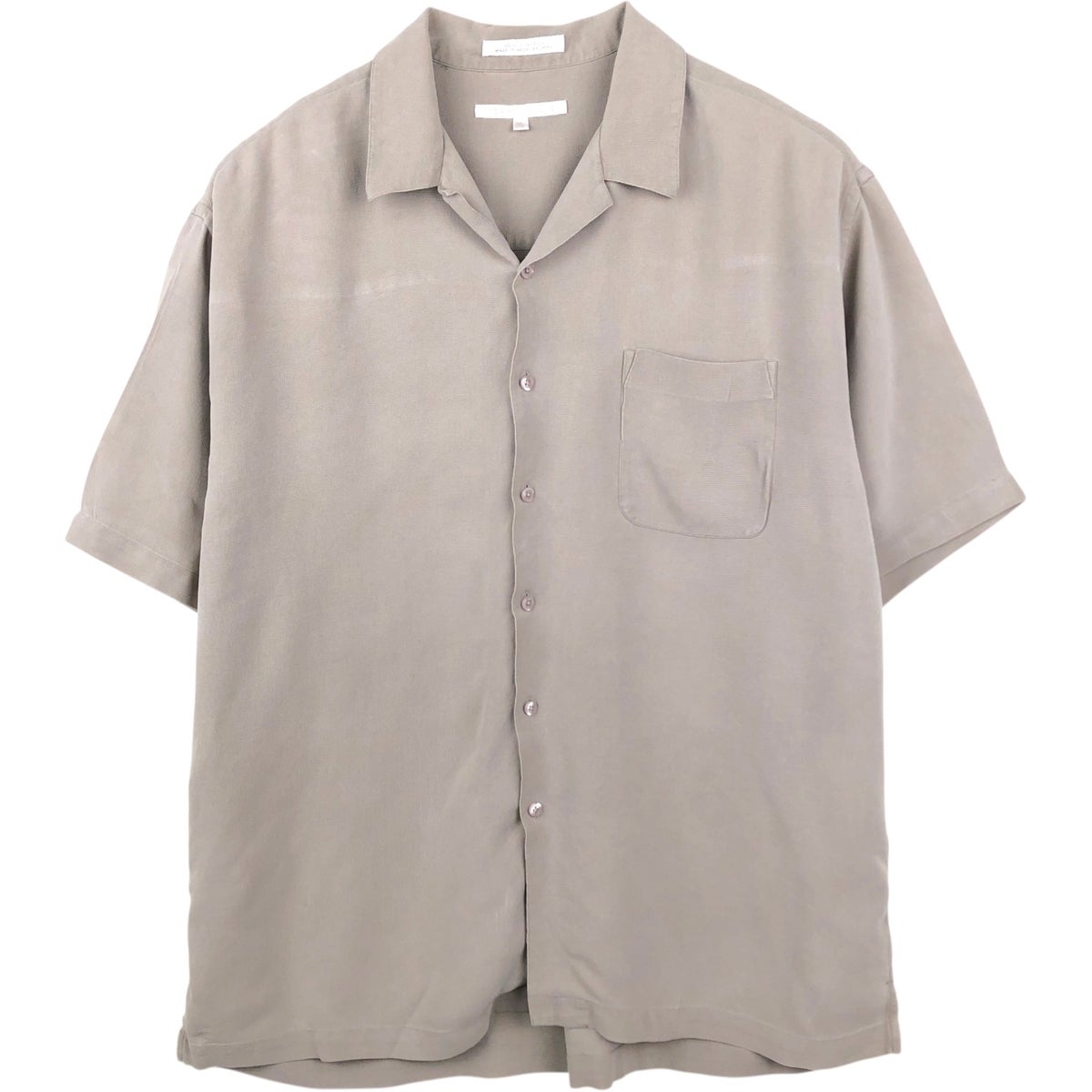 古着 ペリーエリス PERRY ELLIS 総柄 半袖 オープンカラー シルク