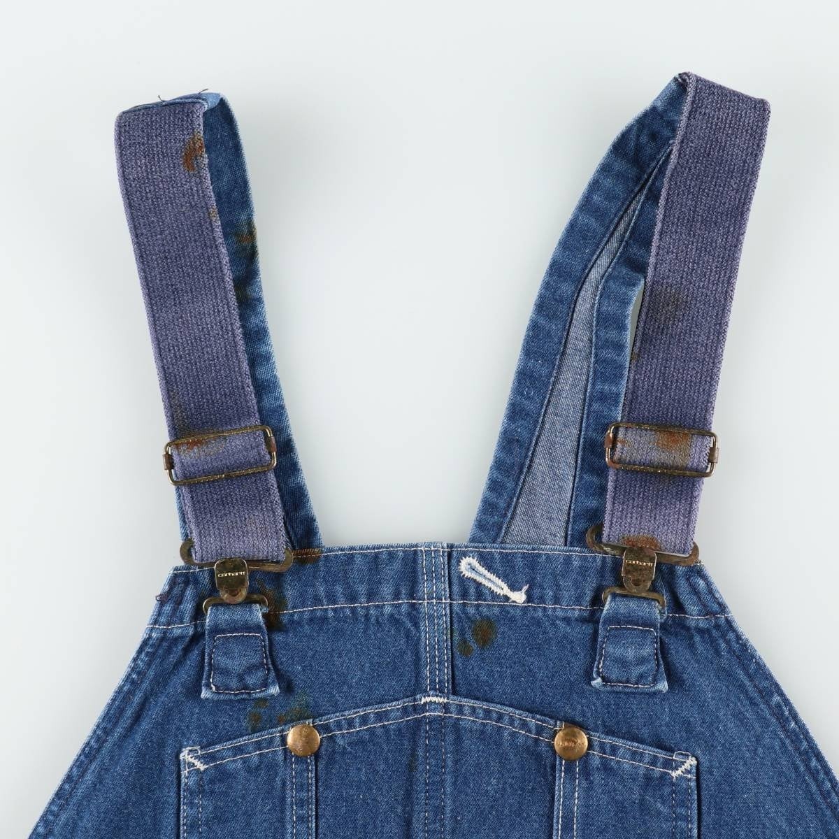 古着 カーハート Carhartt ロゴパッチ デニムオーバーオール メンズw42