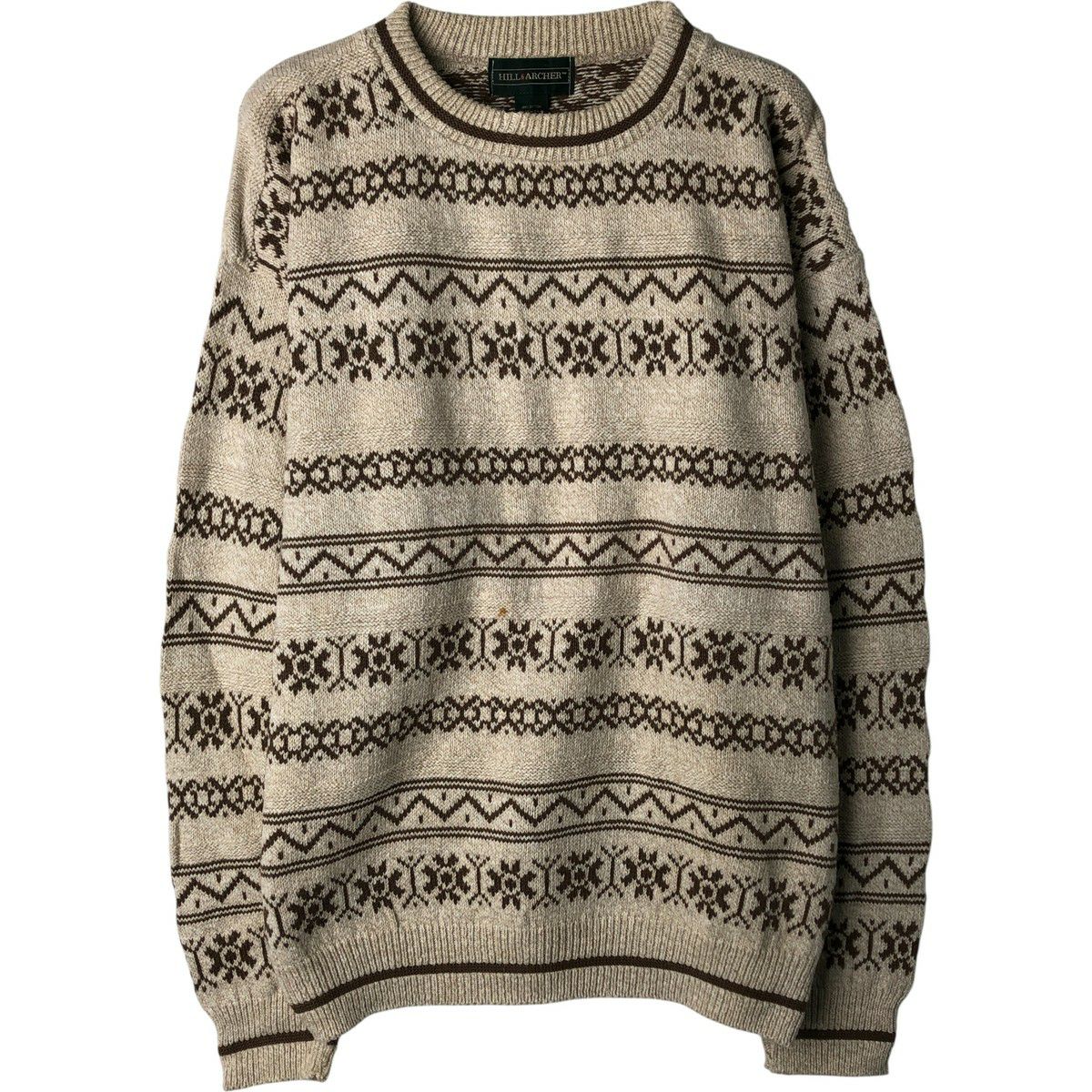 古着 カナタ KANATA 総柄 クマ柄 カウチンセーター カナダ製 メンズXL