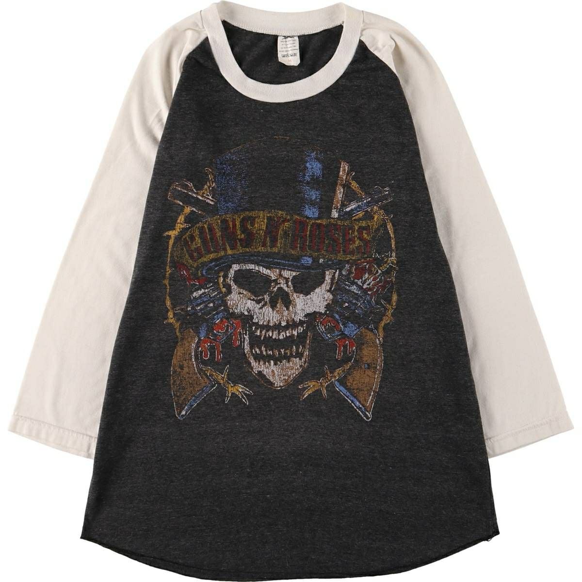 古着 Guns N' Roses ガンズアンドローゼズ ドクロ柄 スカル柄 七分袖 ラグラン バンドTシャツ バンT レディースM相当 /eaa577715 古着 Guns N Roses ガンズアンドローゼズ ドクロ柄 スカル柄 七分袖