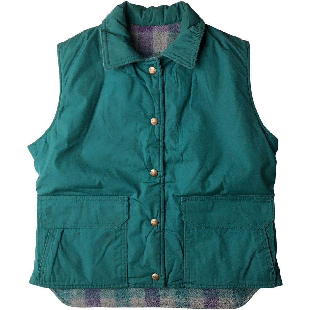 古着 70年代 ウールリッチ WOOLRICH チェック柄 中綿ベスト USA製 レディースM相当 リバーシブル/eaa613172 古着 70年代 ウールリッチ WOOLRICH チェック柄 中綿ベスト USA製