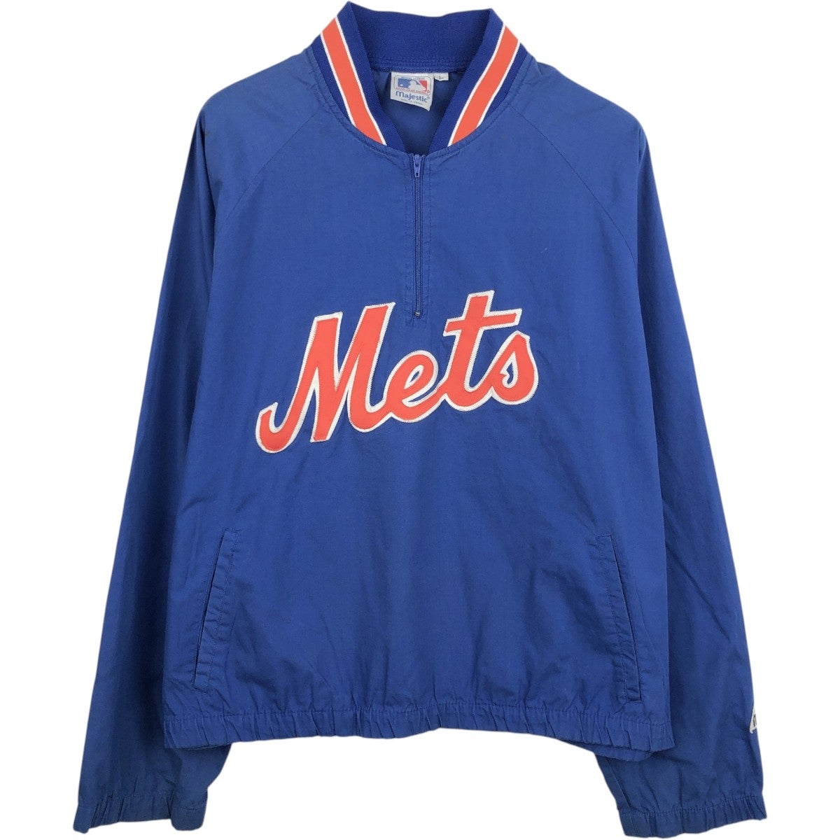 極美品　ニューヨークメッツ　ハーフジップジャケット　majestic Mサイズ 古着 90年代 Majestic MLB NEW YORK METS ニューヨークメッツ ハーフ