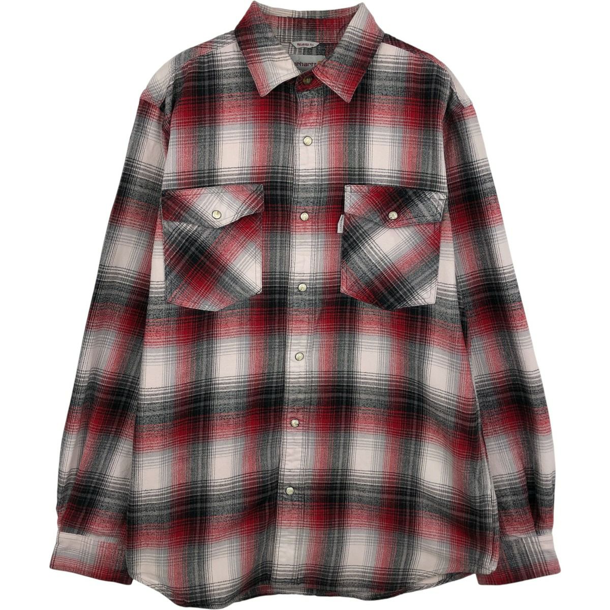 カーハート　オンブレチェックシャツ　carhartt　XL 古着 カーハート Carhartt RELAXED FIT オンブレチェック 長袖