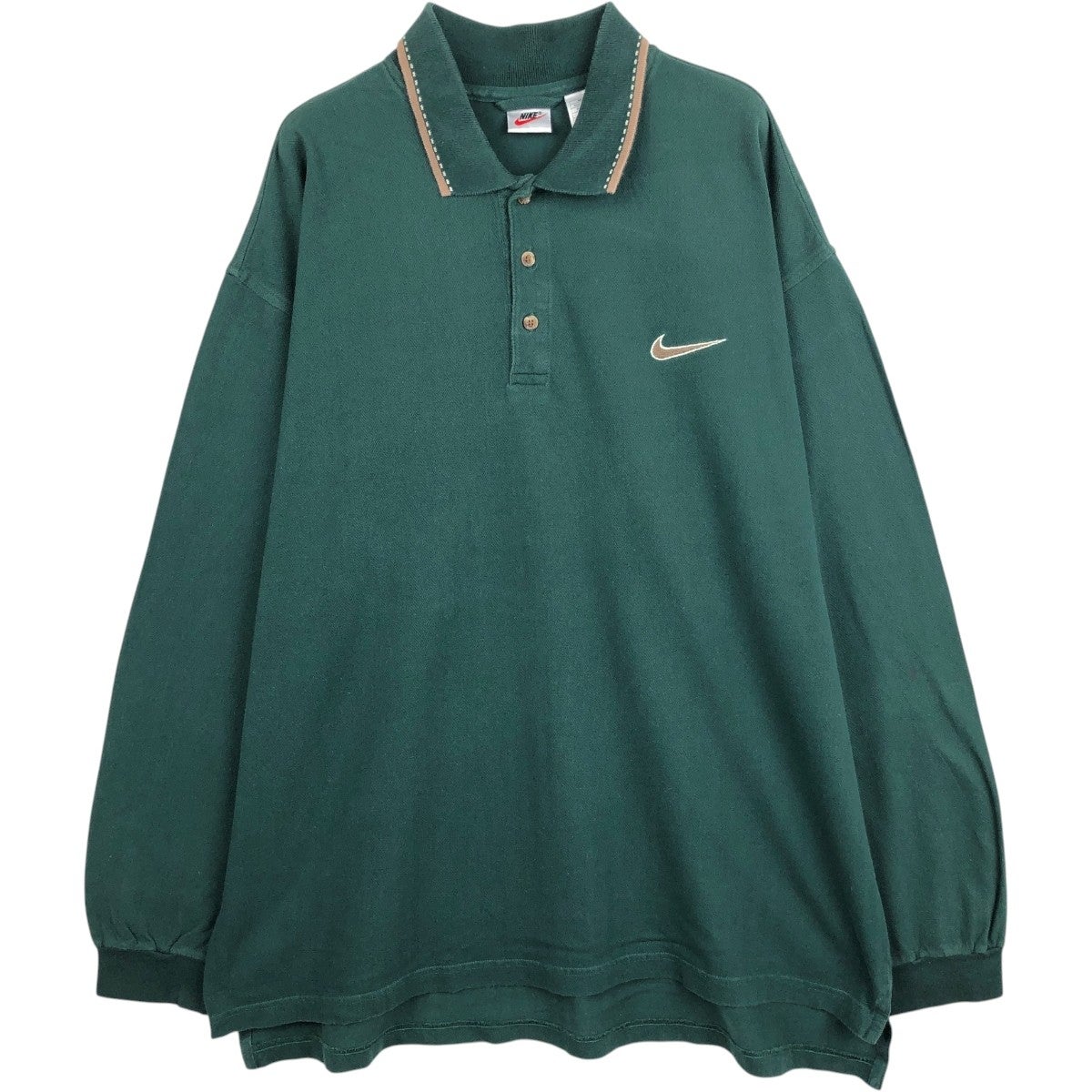 古着 90年代 ナイキ NIKE ヘリンボーン 長袖 ポロシャツ メンズXL相当