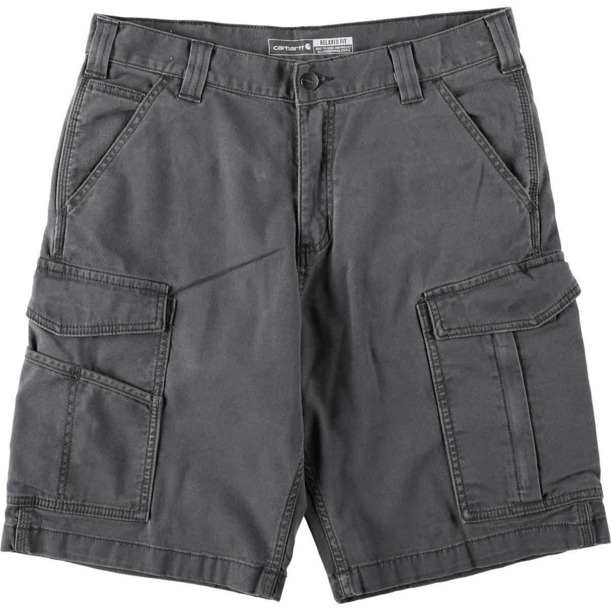 古着卸 まとめ売り カーハート Carhartt ダックショートパンツ 8枚セット (メンズ 38 ) 革パッチ カーゴ ワーク ブラック 中古 古着 NA4845 古着 カーハート Carhartt RELAXED FIT ダック地 カーゴショーツ